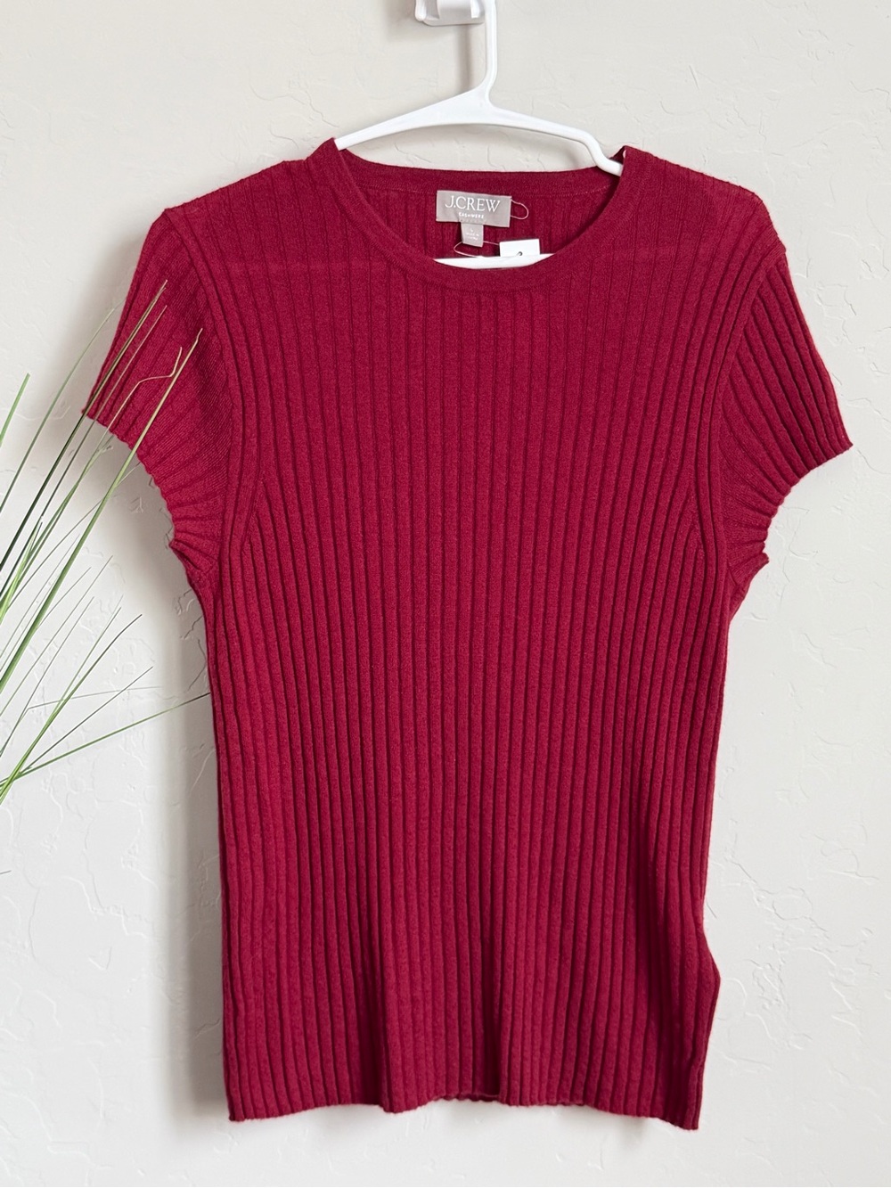 J.Crew 100% Cashmere Ribbed Short Sleeve Sweater Top Large NWT